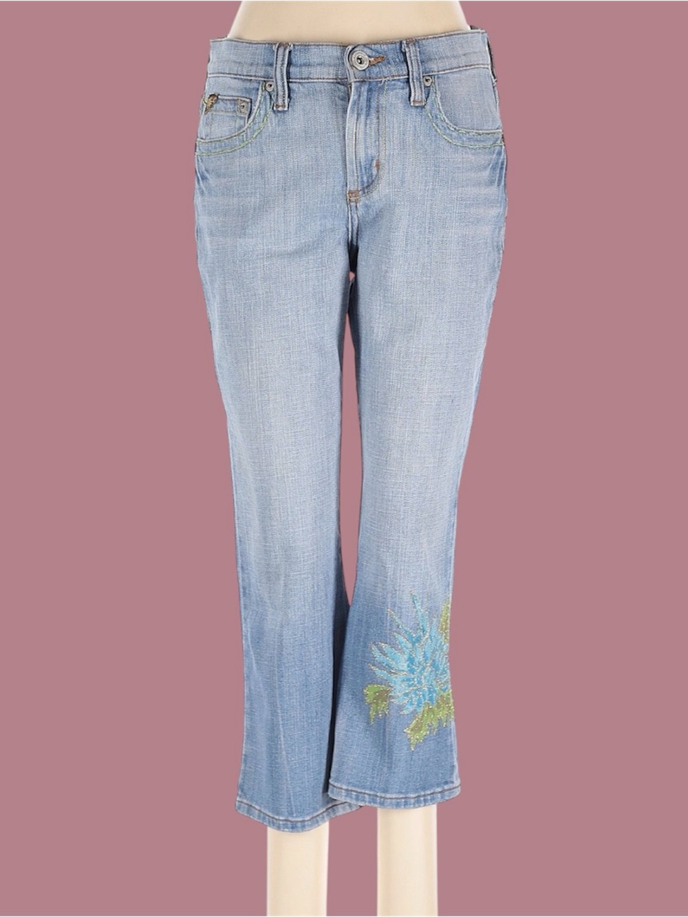 Y2K Department of Peace Beaded Capri Jeans 💙✨